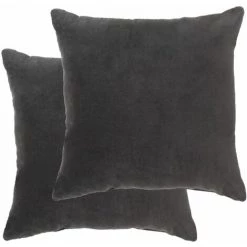 Hommoo Coussins En Velours De Coton 2 Pcs 45 X 45 Cm Anthracite HDV24583