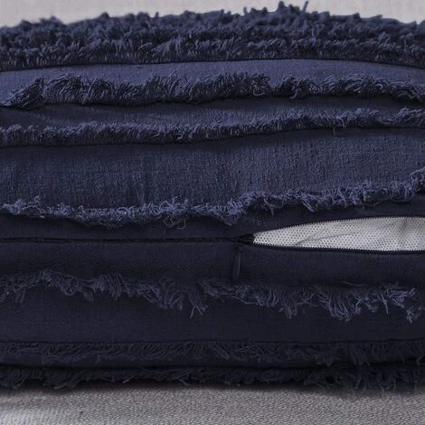 BARES Lot De 2 Housse De Coussin Boho Coton Lin Rayé MotifJacquard Taie D'oreiller Jet Housse De Coussi Décoratif Pour Chaise Voiture Canapé Et Lit Salon (Bleu Marine, 45cmx45cm) 4 BARES Lot De 2 Housse De Coussin Boho Coton Lin Rayé MotifJacquard Taie D'oreiller Jet Housse De Coussi Décoratif Pour Chaise Voiture Canapé Et Lit Salon (Bleu Marine, 45cmx45cm) – Image 4