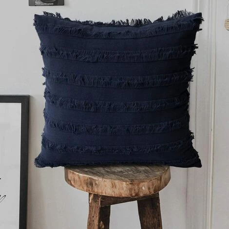 BARES Lot De 2 Housse De Coussin Boho Coton Lin Rayé MotifJacquard Taie D'oreiller Jet Housse De Coussi Décoratif Pour Chaise Voiture Canapé Et Lit Salon (Bleu Marine, 45cmx45cm) 5 BARES Lot De 2 Housse De Coussin Boho Coton Lin Rayé MotifJacquard Taie D'oreiller Jet Housse De Coussi Décoratif Pour Chaise Voiture Canapé Et Lit Salon (Bleu Marine, 45cmx45cm) – Image 5