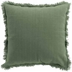HOMEMAISON Coussin Déhoussable à Franges Kaki 45 X 45cm