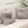 BEARSU Housse De Coussin Gris Fausse Fourrure Deluxe Décoratif Canapé Chambre Lit Super Doux Peluche Mongolie Taie D'oreiller La Tente De Siège De Voiture De Sofa 50X50cm Lot De 1
