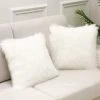 BEARSU Housse De Coussin Blanc Fausse Fourrure Deluxe Décoratif Canapé Chambre Lit Super Doux Peluche Mongolie Taie D'oreiller La Tente De Siège De Voiture De Sofa 50X50cm Lot De 1