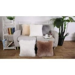 BEARSU Housse De Coussin Blanc Fausse Fourrure Deluxe Décoratif Canapé Chambre Lit Super Doux Peluche Mongolie Taie D'oreiller La Tente De Siège De Voiture De Sofa 50X50cm Lot De 1 -France Coussin et housse de coussin Soldes Boutique 25540214 4