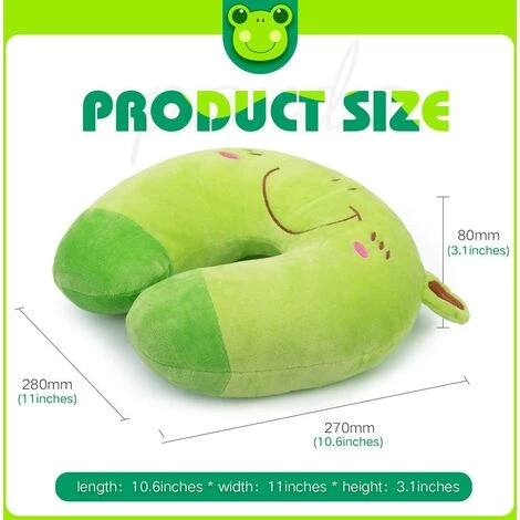 BEARSU Coussin De Voyage Enfant En PP Coton Oreiller De Voyage Peluche Tête/Cou Support Parfait Avion Voiture TGV Domicile - Grenouille Verte 3 BEARSU Coussin De Voyage Enfant En PP Coton Oreiller De Voyage Peluche Tête/Cou Support Parfait Avion Voiture TGV Domicile - Grenouille Verte – Image 3