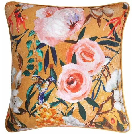 RIDEAUDISCOUNT Housse De Coussin 100% Coton 45 X 45 Cm Déhoussable Passepoil Imprimé Double Face Motif Floral Jaune - Jaune 1 RIDEAUDISCOUNT Housse De Coussin 100% Coton 45 X 45 Cm Déhoussable Passepoil Imprimé Double Face Motif Floral Jaune - Jaune