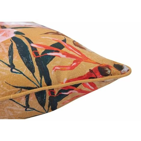 RIDEAUDISCOUNT Housse De Coussin 100% Coton 45 X 45 Cm Déhoussable Passepoil Imprimé Double Face Motif Floral Jaune - Jaune 2 RIDEAUDISCOUNT Housse De Coussin 100% Coton 45 X 45 Cm Déhoussable Passepoil Imprimé Double Face Motif Floral Jaune - Jaune – Image 2