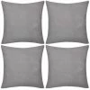 TRUE DEAL 4 Housses De Coussin En Coton 80 X 80 Cm Gris
