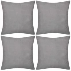 TRUE DEAL 4 Housses De Coussin En Coton 80 X 80 Cm Gris