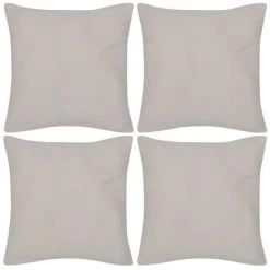 TRUE DEAL 4 Housses De Coussin En Coton 40 X 40 Cm Beige