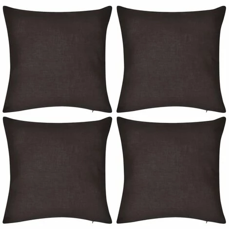 TRUE DEAL Housse De Coussin En Coton 4 Pcs 80 X 80 Cm Marron 1 TRUE DEAL Housse De Coussin En Coton 4 Pcs 80 X 80 Cm Marron