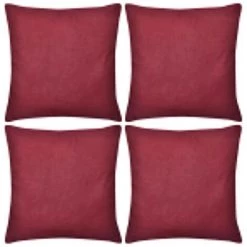 TRUE DEAL 4 Housses De Coussin En Coton 40 X 40 Cm Bordeaux