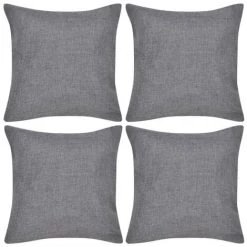 TRUE DEAL Housses De Coussin 4 Pcs Anthracite Aspect De Lin 80 X 80 Cm