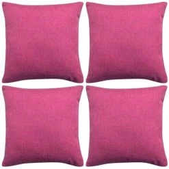 TRUE DEAL Housse De Coussin 4 Pcs Aspect De Lin Rose 80 X 80 Cm