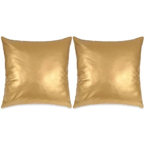 TRUE DEAL Jeu De Coussin 2 Pcs PU 60 X 60 Cm Doré 1 TRUE DEAL Jeu De Coussin 2 Pcs PU 60 X 60 Cm Doré
