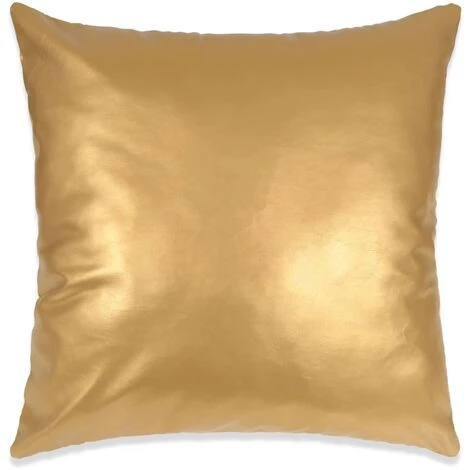 TRUE DEAL Jeu De Coussin 2 Pcs PU 60 X 60 Cm Doré 2 TRUE DEAL Jeu De Coussin 2 Pcs PU 60 X 60 Cm Doré – Image 2
