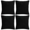 TRUE DEAL Housse De Coussin 4 Pcs Velours 50 X 50 Cm Noir