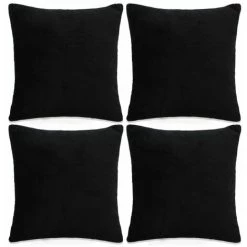 TRUE DEAL Housse De Coussin 4 Pcs Velours 50 X 50 Cm Noir