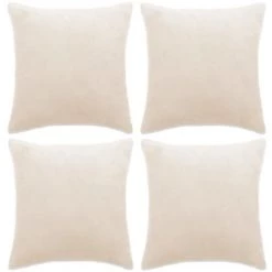 TRUE DEAL Housse De Coussin 4 Pcs Velours 40 X 40 Cm Blanc Cassé