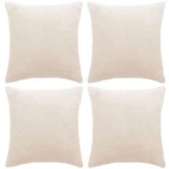 TRUE DEAL Housse De Coussin 4 Pcs Velours 80 X 80 Cm Blanc Cassé