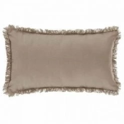 ATMOSPHERA Coussin Déhoussable Avec Contour Frange - 30 X 50 Cm - Beige Lin