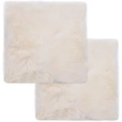 TRUE DEAL Coussins De Chaise 2 Pcs Blanc 40x40cm Peau De Mouton Véritable