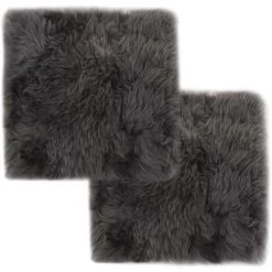 TRUE DEAL Coussins De Chaise 2 Pcs Gris Clair 40x40 Cm Mouton Véritable