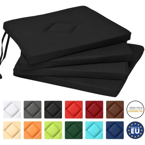 Beautissu Lot De 4 Galettes De Chaise - Coussin Kim Coloré Noir 1 Beautissu Lot De 4 Galettes De Chaise - Coussin Kim Coloré Noir