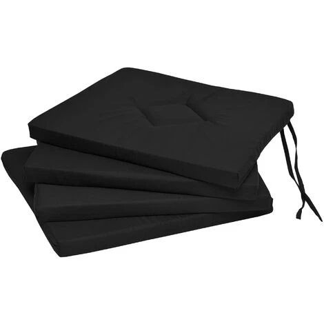 Beautissu Lot De 4 Galettes De Chaise - Coussin Kim Coloré Noir 2 Beautissu Lot De 4 Galettes De Chaise - Coussin Kim Coloré Noir – Image 2