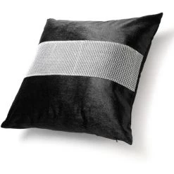 LBTN Diamant Flanelle Taie D'oreiller Coussin Canapé Décor à La Maison Taie D'oreiller Seulement Couverture (Noir, 1 PCS)