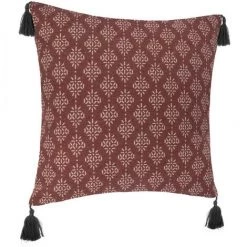 Atmosphera - Coussin Déhoussable Marsala Imprimé Ethnique 40 X 40 Cm - Modèle 2