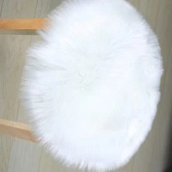 LONGZIMING Coussin De Siège Rond Artificiel, Peau De Mouton En Fourrure De Haute Qualité, Housse De Chaise De Chambre En Peluche, 14 Pouces X 14 Pouces, Blanc -France Coussin et housse de coussin Soldes Boutique 27052718 3