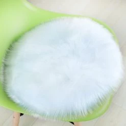 LONGZIMING Tapis De Chambre à Coucher Avec Housse De Coussin Ronde, Peau De Mouton Synthétique Douce De Haute Qualité 14 Pouces X 14 Pouces