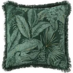 HOMEMAISON Housse De Coussin à Franges Imprimé Tropical Vert 40 X 40cm - Vert
