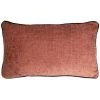 RIDEAUDISCOUNT Housse De Coussin 30 X 50 Cm Déhoussable Passepoil Noir Velours Chenillé Terracotta - Rouge