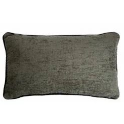 RIDEAUDISCOUNT Housse De Coussin 30 X 50 Cm Déhoussable Passepoil Noir Velours Chenillé Vert Kaki - Vert