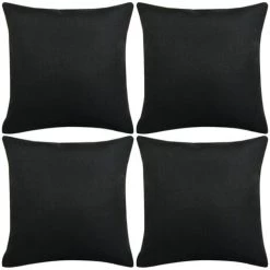 TRUE DEAL Housse De Coussin 4 Pcs Aspect De Lin Noir 40 X 40 Cm