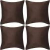 TRUE DEAL Housse De Coussin 4 Pcs 80 X 80 Cm Polyester Faux Daim Marron