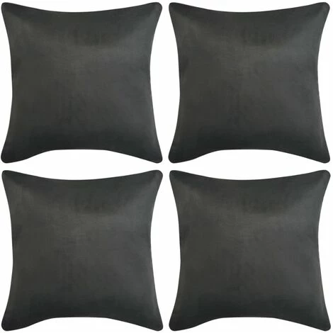 TRUE DEAL Housse De Coussin 4 Pcs 80x80 Cm Polyester Faux Daim Anthracite 1 TRUE DEAL Housse De Coussin 4 Pcs 80x80 Cm Polyester Faux Daim Anthracite
