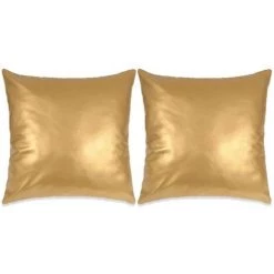 LITZEE Jeu De Coussin 2 Pcs PU 45 X 45 Cm Doré