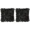 ASUPERMALL Coussins Shaggy 2 Pcs Noir 45x45 Cm Cuir Et Coton