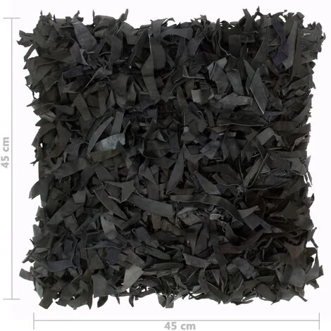 ASUPERMALL Coussins Shaggy 2 Pcs Noir 45x45 Cm Cuir Et Coton 5 ASUPERMALL Coussins Shaggy 2 Pcs Noir 45x45 Cm Cuir Et Coton – Image 5