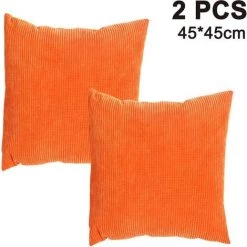 LONGZIMING Lot De 2, Housse De Coussin Carré Décoratif Doux En Velours Côtelé, Housse De Coussin, Décorations De Décoration Pour Canapé, Chaise De Lit
