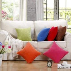 LONGZIMING Lot De 2, Housse De Coussin Carré Décoratif Doux En Velours Côtelé, Housse De Coussin, Décorations De Décoration Pour Canapé, Chaise De Lit -France Coussin et housse de coussin Soldes Boutique 27991886 4