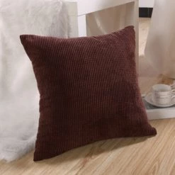 LONGZIMING Lot De 2, Housse De Coussin Carré Décoratif Doux En Velours Côtelé, Housse De Coussin, Décorations De Décoration Pour Canapé, Chaise De Lit -France Coussin et housse de coussin Soldes Boutique 27991913 3