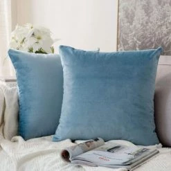 LONGZIMING Lot De 2, Velours Doux Décoratif Carré Coussin Housse De Coussin Couvre Taie D'oreiller, Décorations Pour La Maison Canapé Canapé Lit Chaise -France Coussin et housse de coussin Soldes Boutique 27992047 3