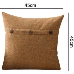 LONGZIMING Lot De 2 Housses De Coussin Décoratif En Lin Housse De Coussin Triple Bouton Taie D'oreiller Vintage Ferme Pour Canapé-lit -France Coussin et housse de coussin Soldes Boutique 27992523 5