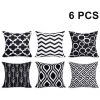 LONGZIMING Housse De Coussin En Microfibre Lot De 6, Motif Géométrique De Flèche Noire Et Blanche Pour Canapé De Salon Taie D'oreiller Décorative Carrée, 45 * 45 Cm