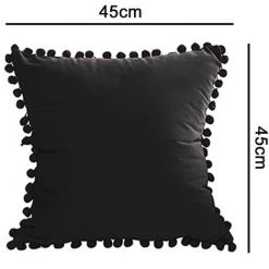 LONGZIMING Housse De Coussin Avec Pompons Soft Particles Housse De Coussin Solide En Velours 45X 45cm Pour Voiture De Chambre à Coucher, Lot De 2 -France Coussin et housse de coussin Soldes Boutique 27992640 5