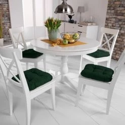 Beautissu Lot De 4 Galettes De Chaise - Coussins Matelassés Lisa Vert Foncé -France Coussin et housse de coussin Soldes Boutique 28412572 5