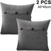 ABCRITAL Lot De 2 Housses De Coussin Décoratif En Lin Housse De Coussin Triple Bouton Taie D'Oreiller Ferme Vintage Pour Canapé-Lit ------- Gris